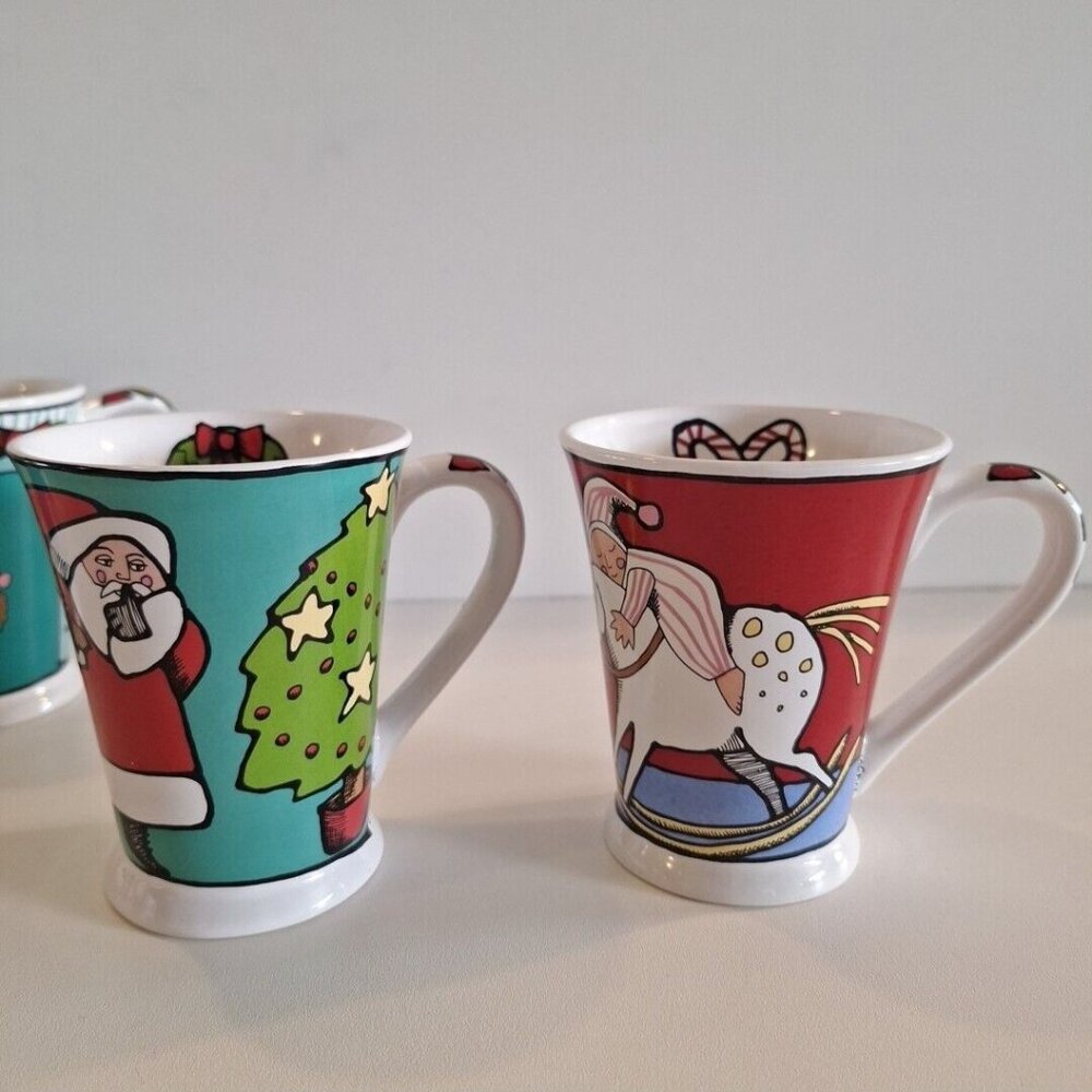 Ursula’s Christmas Signature 4 Mugs Holiday Ceramic Cups Dodge - Picture 8 of 9